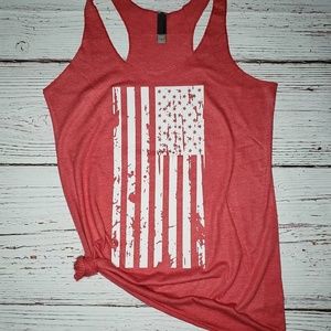Distressed American Flag Racerback Graphic Tank